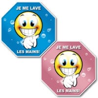 Autocollants plancher de distanciation sociale – Lavage des mains