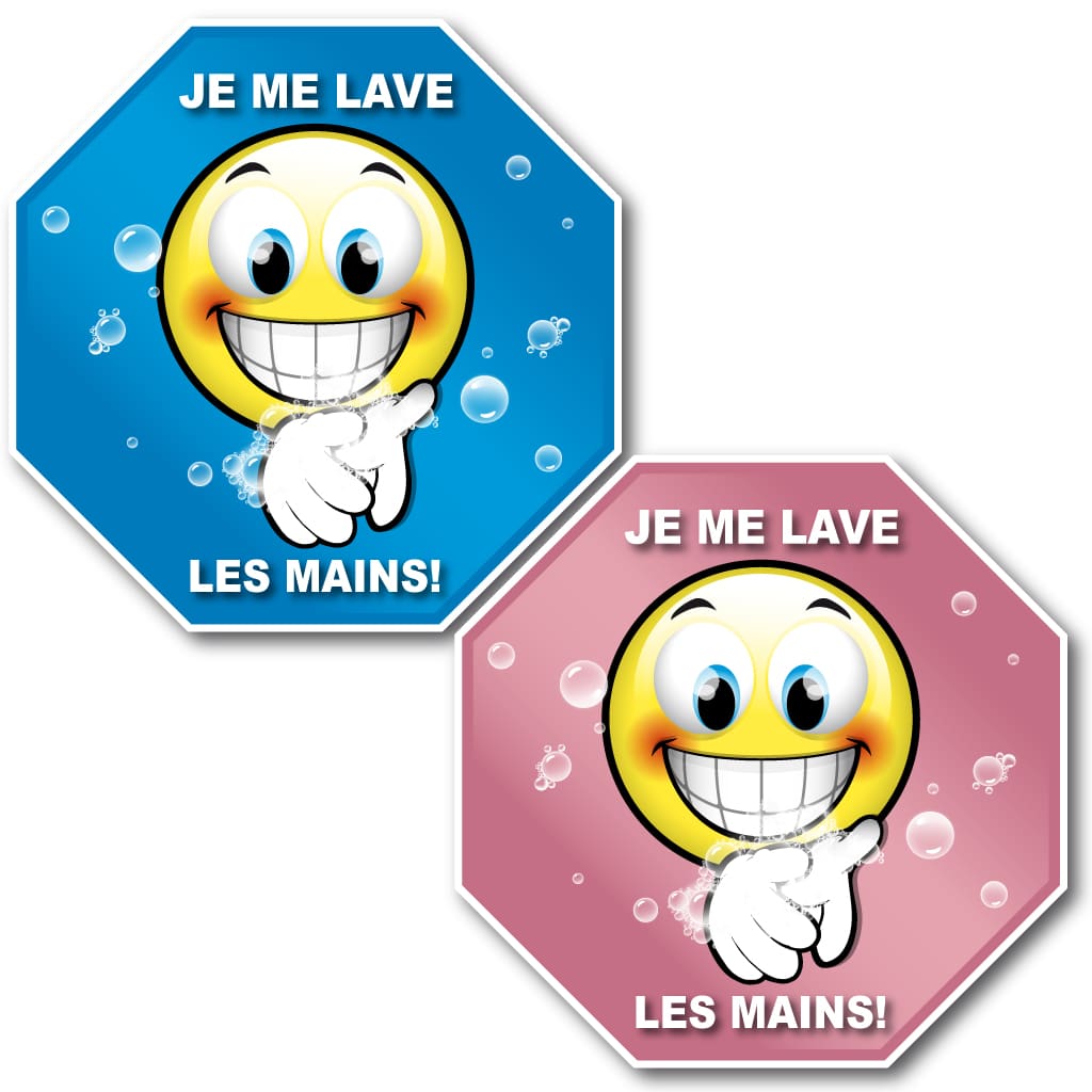 Autocollants plancher de distanciation sociale – Lavage des mains