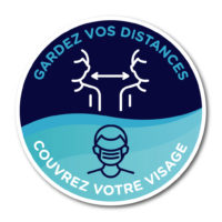 Autocollants plancher de distanciation sociale – Gardez vos distances / Couvrez votre visage